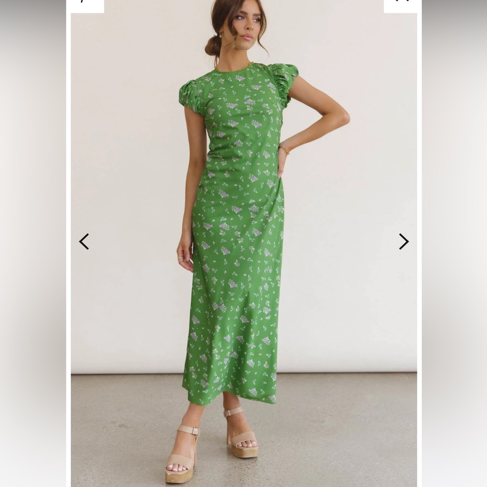 Bohme Ellianna Green Floral Maxi Dress Formal Wedding Guest Summer Vacation - Picture 3 of 13